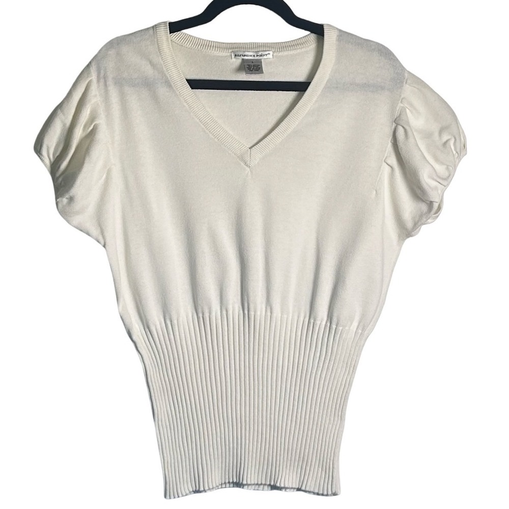 Reference Point Vintage Ribbed Waist 100% Cotton Sweater Size Large Minimalist